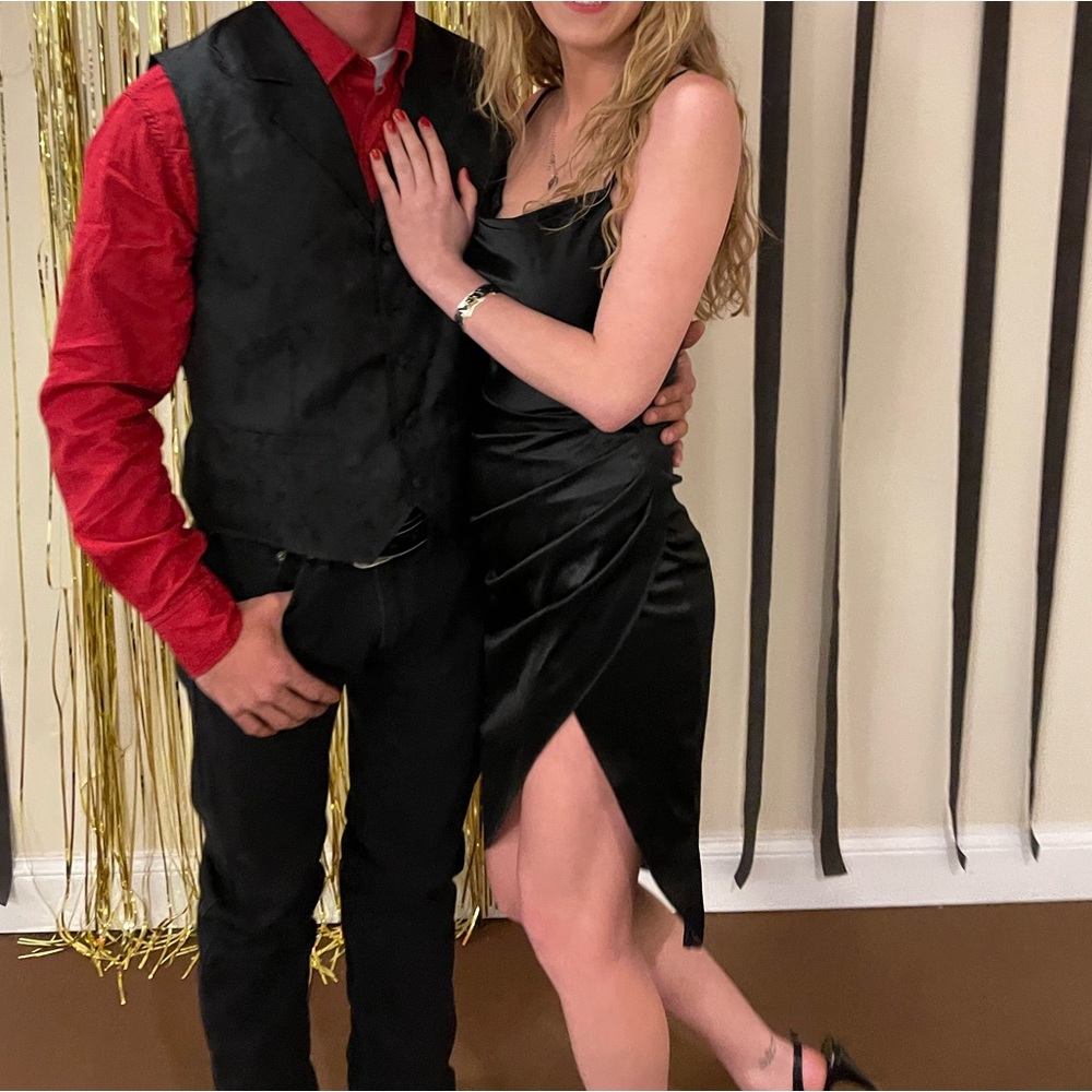 Sexy satin black dress